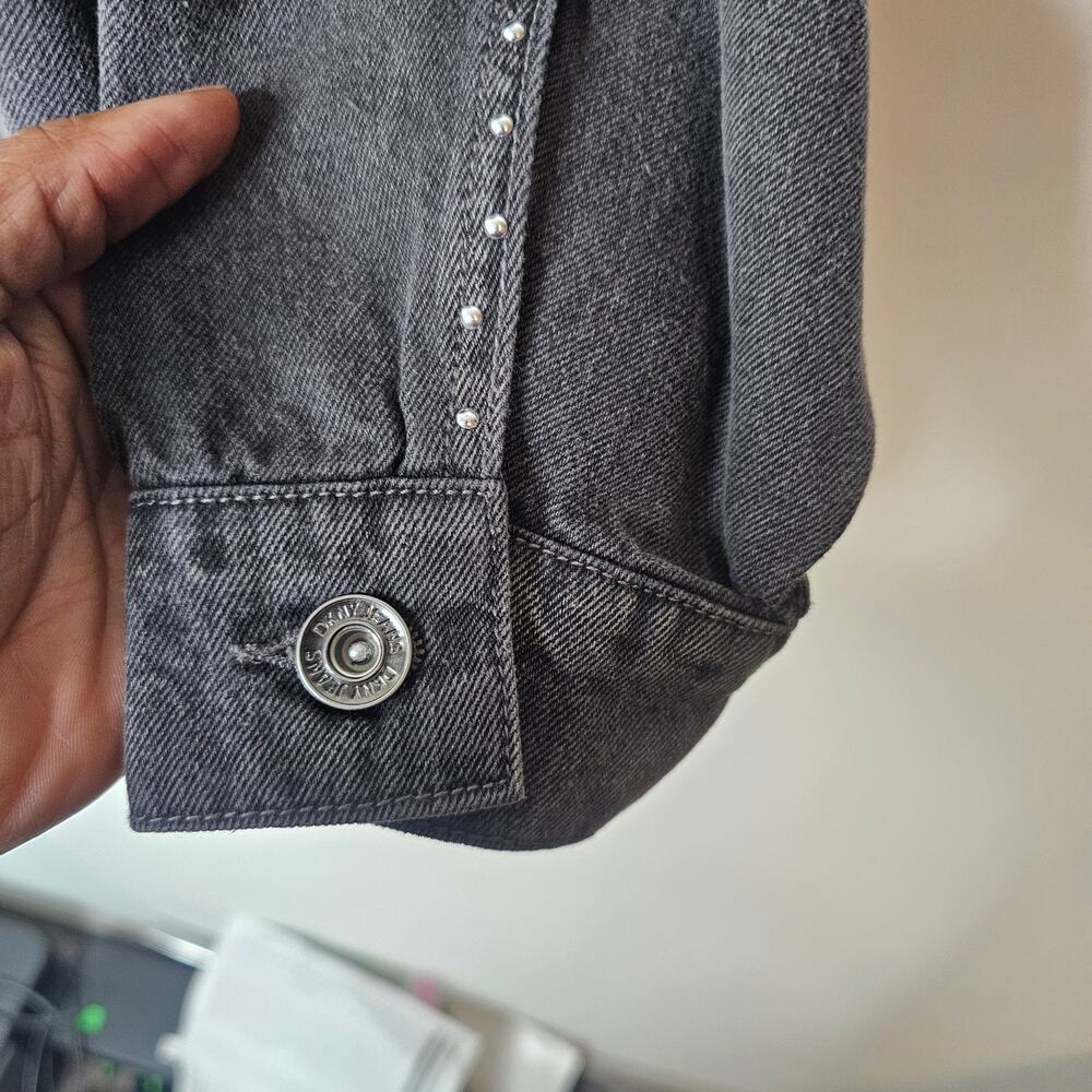 DKNY Women's Gray Studded Denim Jacket Size 3X - Picture 5 of 8